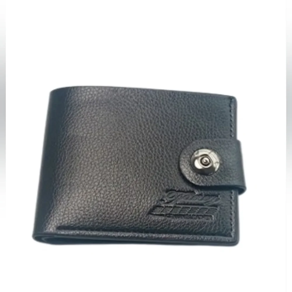 Slim Black PU Bifold Leather Wallet With Magnetic Closure
